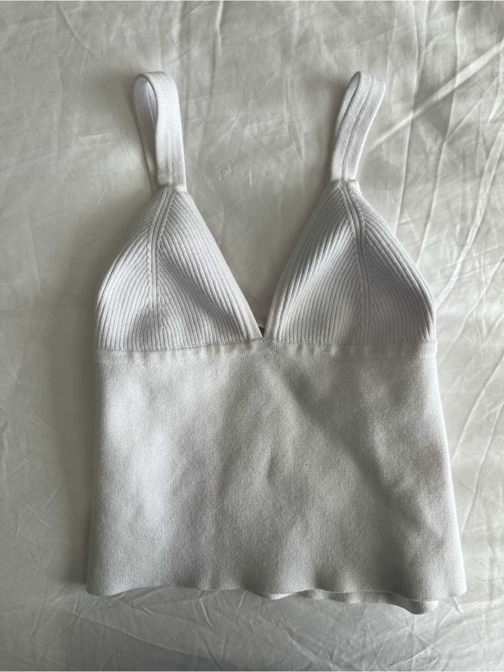 Free People White Ribbed Bust Tank Top